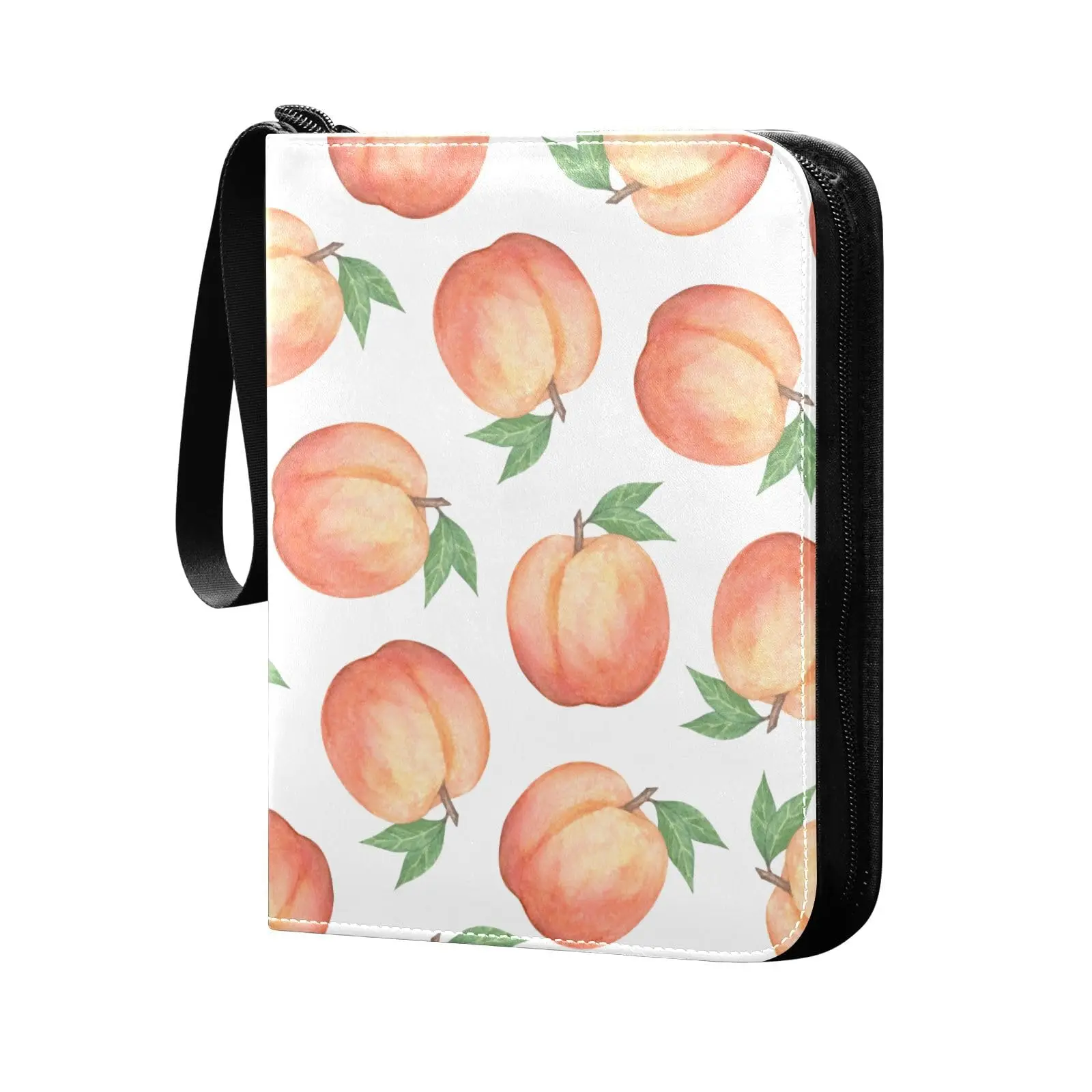 Watercolor Peaches Pink 4 Pocket Card Binder, 400 Double Sided Pocket Album for Sport Game Cards, Unique Card Collection Storage