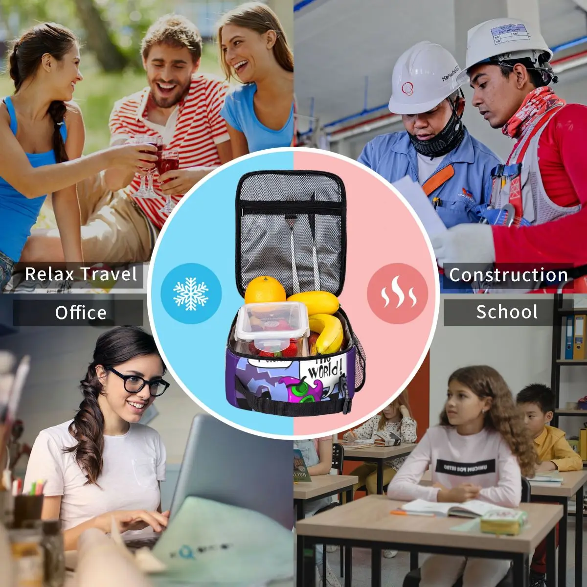 Me siento como puedo tomar los tentáculos WOLD Bolsa de almuerzo Fiambrera de oficina Bolsas de comida Bolsa térmica con aislamiento portátil Oxford