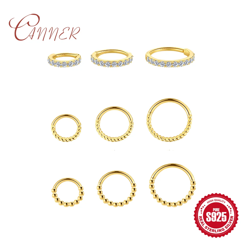 CANNER 925 Sterling Silber Kugel-/Twists-Faden-Kreis-Ohrringe für Frauen, Knochenohrläppchen, 6/8/10 mm, Piercing, Tragus, Party, Schmuck, Geschenk