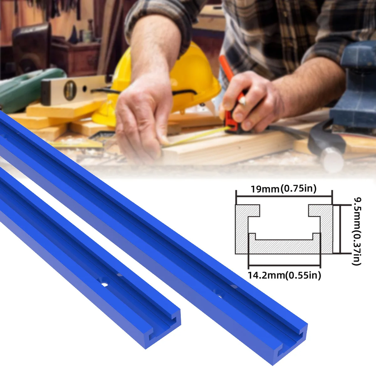 2 Stück 500 mm doppelt geschnittene Profil-T-Schiene mit vorgebohrten Montagelöchern für Tischkreissäge, Frästisch, Holzbearbeitungswerkzeug – Detail 3