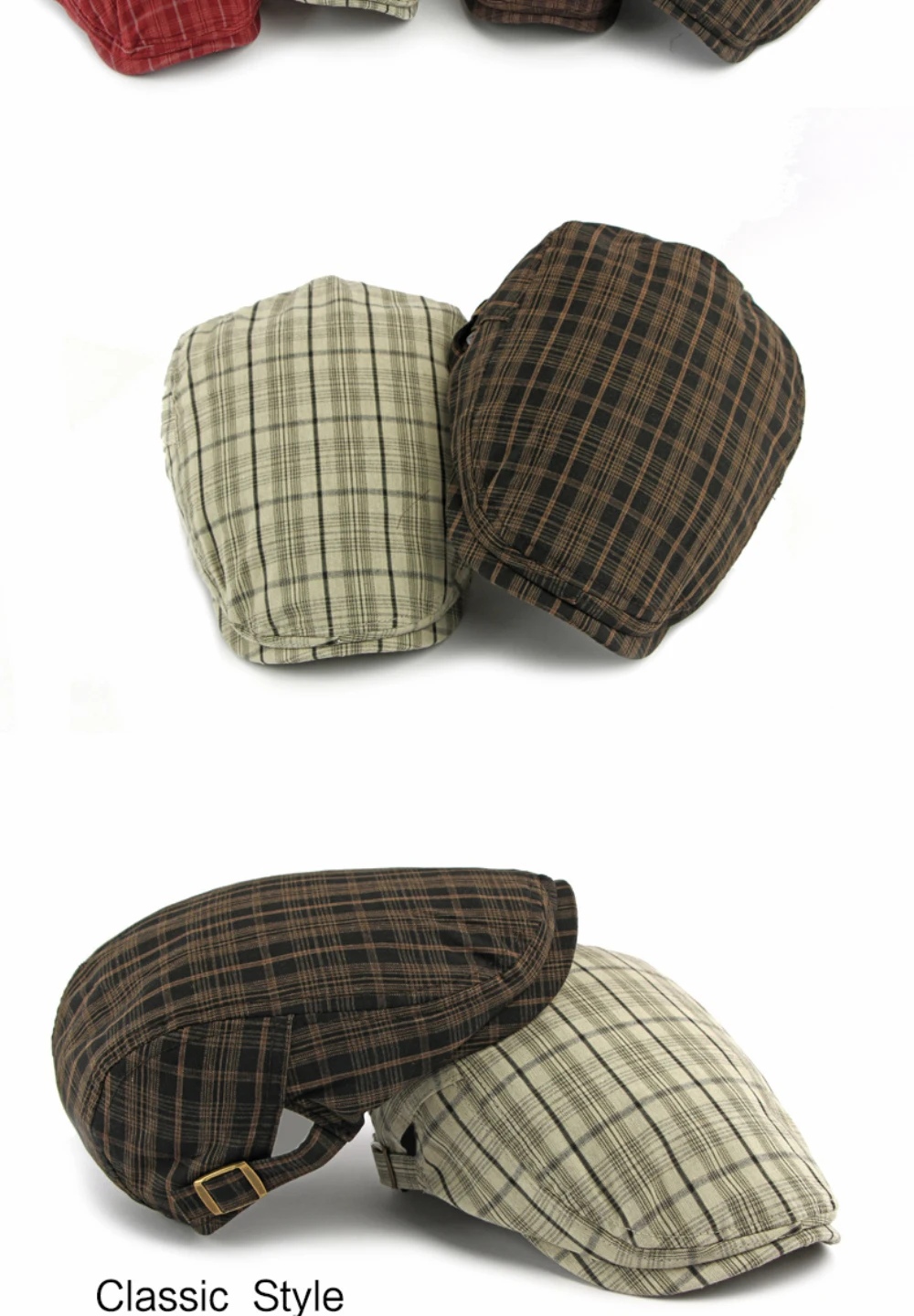 HT5072 Baskenmütze 2026 Neue Frühjahr/Sommer Ivy Flat Cap für Herren und Damen – Retro Künstler- und Malermütze mit Karomuster, verstellbare Baskenmütze für Männer und Frauen – Detail 3