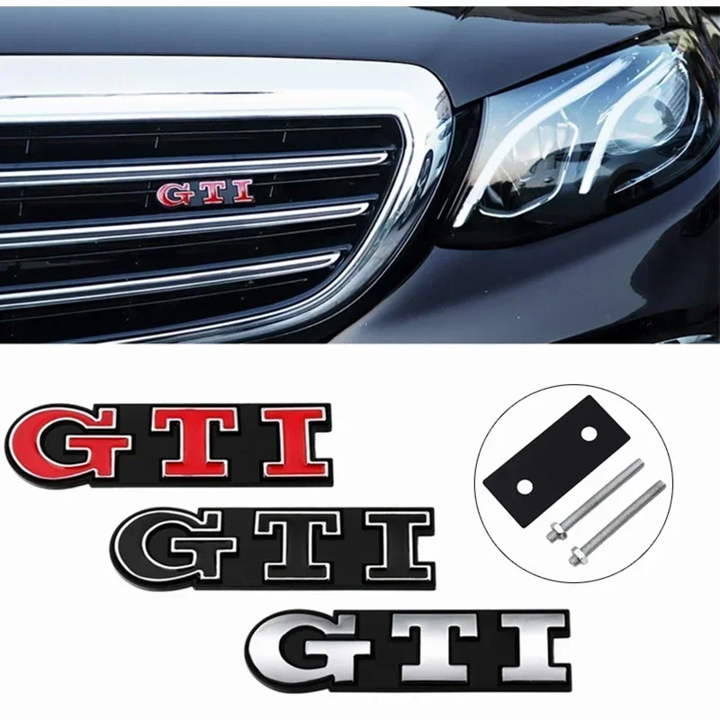 Metal GTI Logo Car Front Grille Emblem Badge for Volkswagen Polo Caddy Golf 4 5 6 8 Jetta Tiguan Touran Passat T-Roc MK3 MK4 MK5