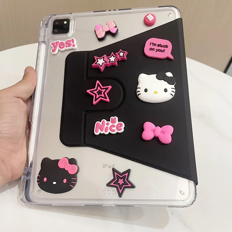 Kawaii Hello Kitty Air6 5 IPad Case Cute Anime Rotate Anti Bending Acrylic 10.2 Pro Anti Drop IPad Protective Cover Accessories