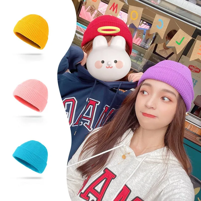 

Knit Beanie Simple Solid Color Stretchable Fabric One Size Fits Most Adult Thickened Cold Weather Essential Versatile Daily Wear