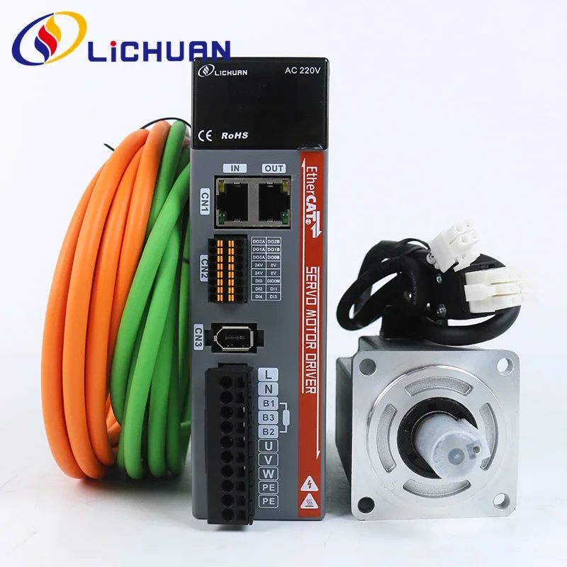 2026 Lichuan EtherCAT 400W AC Servo Motors Kit Spare Parts 1.27Nm 3000rpm 17bit Incremental Encoder with 3m Cables 60M01330B+LC1