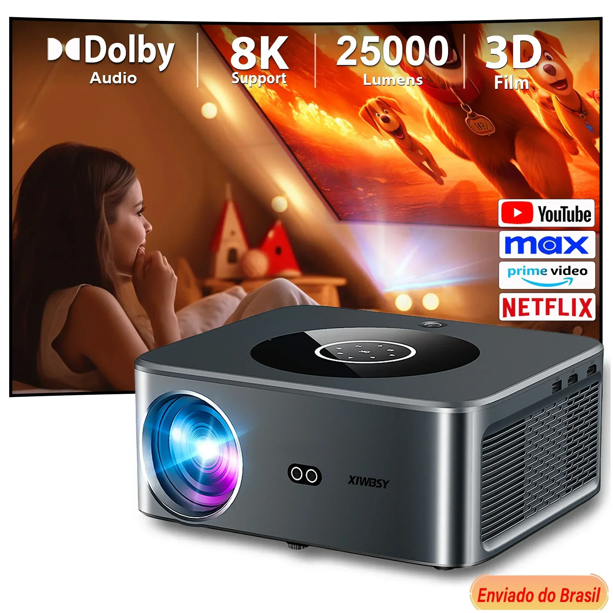 XIWBSY 25000Lumens Protable Projector AutoFocus/Keystone 800ANSI Android Projector WiFi6 Video Home Theater LED Projector Beamer