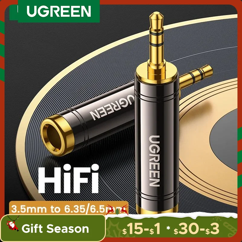 UGREEN 3.5mm to 6.5mm 6.35mm 1/4 Adapter Gold Plated Pure Copper 6.5mm Male to AUX Female to Jack Mono Adapter Audio Connector