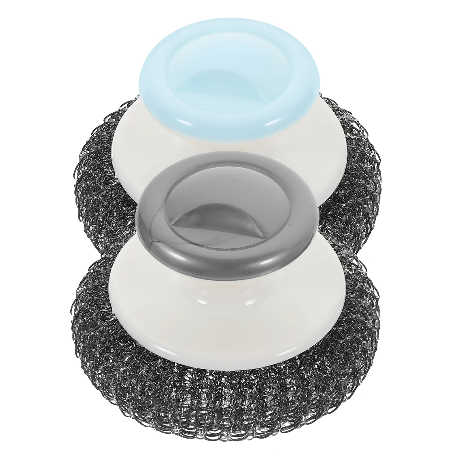 

2pcs Steel Ball Brush Kitchen Scrubbers Cleaning Wire Dishes Washing Ergonomic Handle Dish Brush Pan Cleaner Steel Wool Pad Home