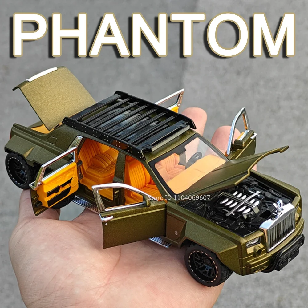 1:32 Scale ของเล่นรถ Rolls-royce Phantom รุ่นโลหะผสม Diecast Dawn SUV เสียงดึงกลับประตูเปิด Off-road ยานพาหนะของขวัญ