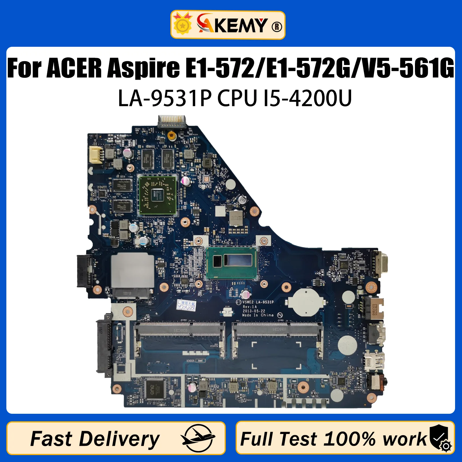 

AKEMY V5WE2 LA-9531P For Acer Aspire E1-572 E1-572G V5-561G Laptop Motherboard With I5 I7 4th Gen CP