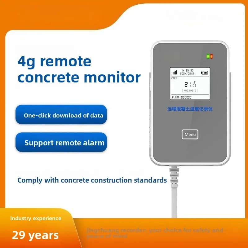 Mass Concrete Thermometer 4G Remote View Alarm High Precision Building Electronic Thermometer