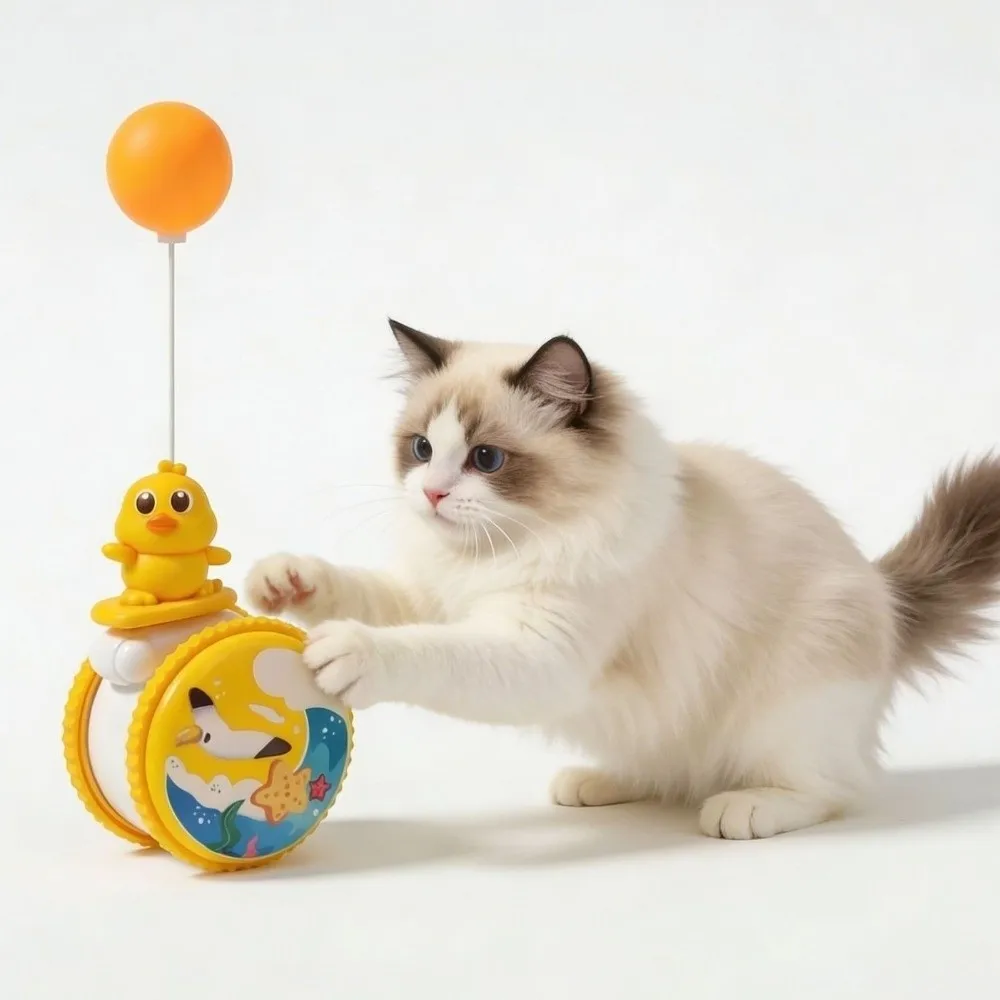 

Pet Supplies Rotating Cat Wobble Bite-Resistant Cartoon Interactive Cat Self-Righting Animal Shape Cat Teaser Teeth Biting