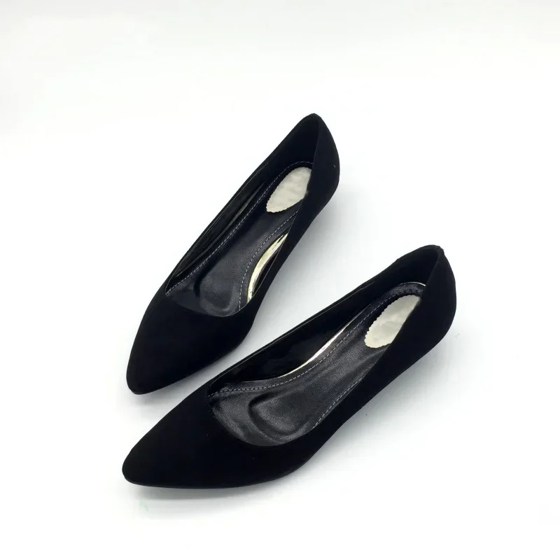 CEYANEAO  Sexy Women Low Heel Pumps Spring Autumn Flock Plain Shallow Slip On Female Pumps Shoes Ladies Casual Single Shoes