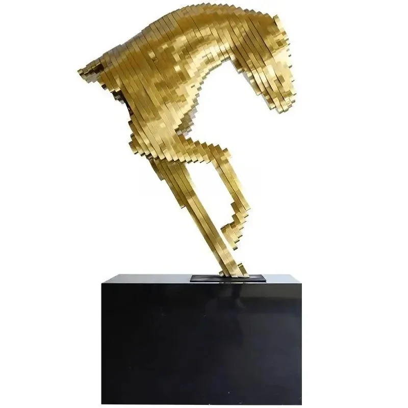 

Лобби отеля, украшение для гостиной, большая скульптура головы лошади от пола до потолка, искусство, абстрактное украшение для виллы, открытие, подарок