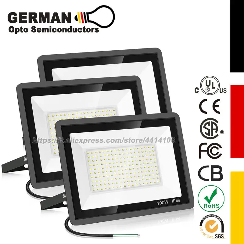 3 Pack 100W LED Flood Light, IP66 Waterproof Outside Flood Light for Yard Garden Playground Basketball Court Patio