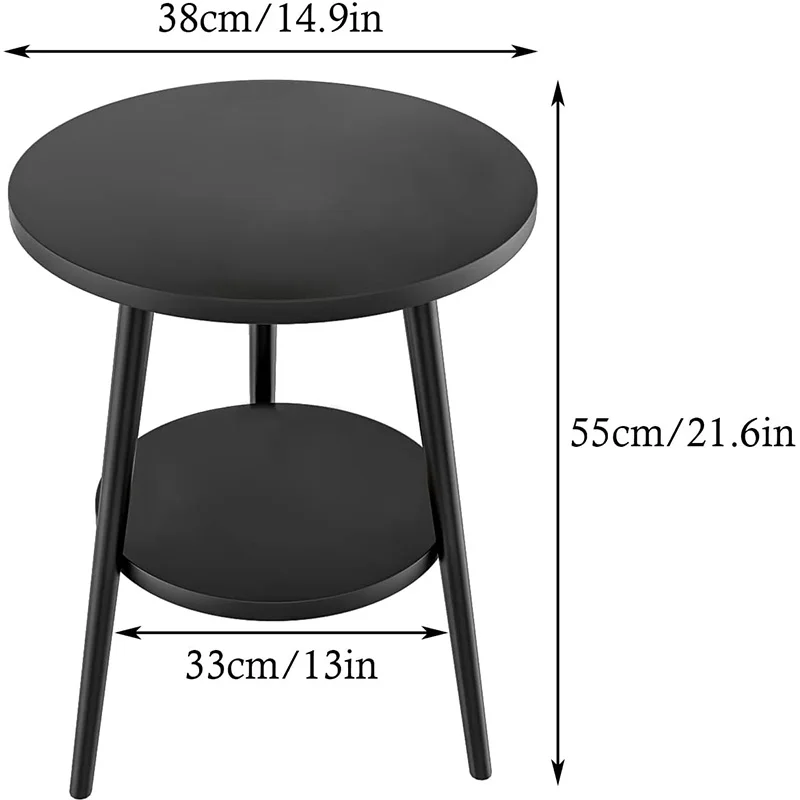 Side Table Round Bedside Table 2-Tier White Nightstand Modern End Table Coffee End Table for Living Room, Bedroom Easy Assembly