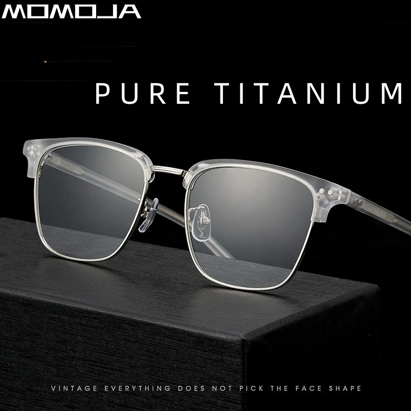 

MOMOJA Fashion Business Eyewear Retro Square Titanium Eyeglasses Optical Prescription Glasses Frame For Men And Women OY1002