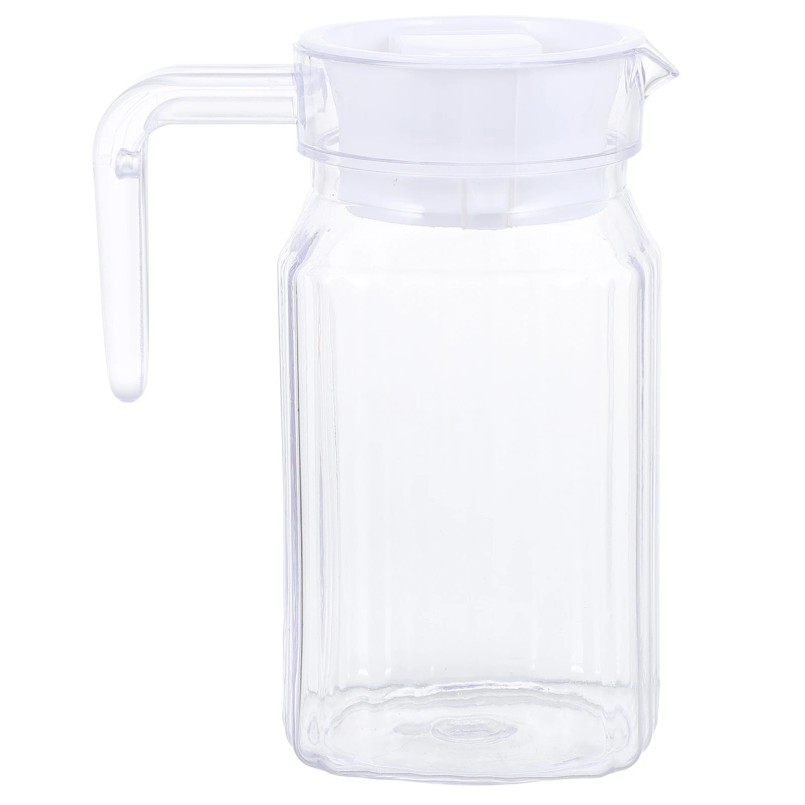 

1pc Large Transparent Stripe Cold Kettle Heat Resistant Explosion Proof Beverage Pitcher Easy Pour Handle Design Water Bottle