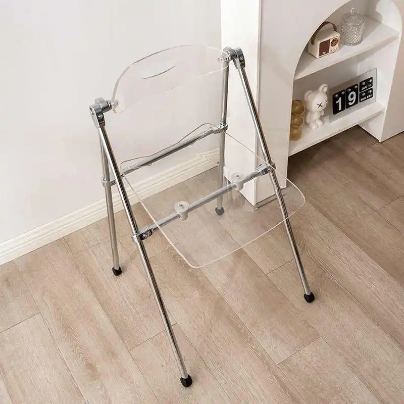Transparent Chair Nordic Folding Chair Ins Net Red Dining Chair Home Back Modern Simple Acrylic Makeup Stools