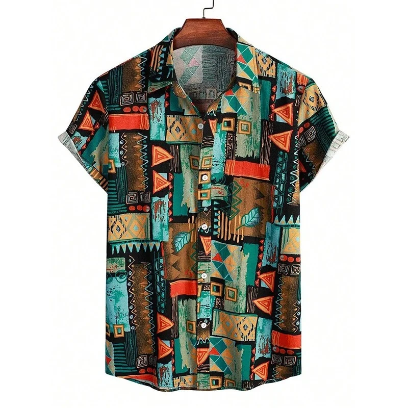 Summer Flower Graffiti 3D Print Men's Street Fashion Shirt - Suitable for Both Men and Women - Hawaiian Shirt Short-Sleeved Top