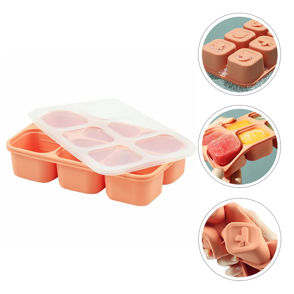 

6 Silicone Baby Food Containers Freezer Tray Lattice Storage Box Baby Complementary Food DIY Ice Cube Mold Snack Box Crisper