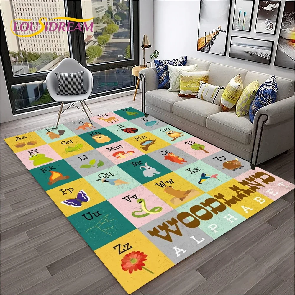 Alphabet ABC Kids Educational Cartoon Playmat – Non-Slip Crawling Rug for Bedroom & Living Room | Learning Floor Mat, Sofa Decor