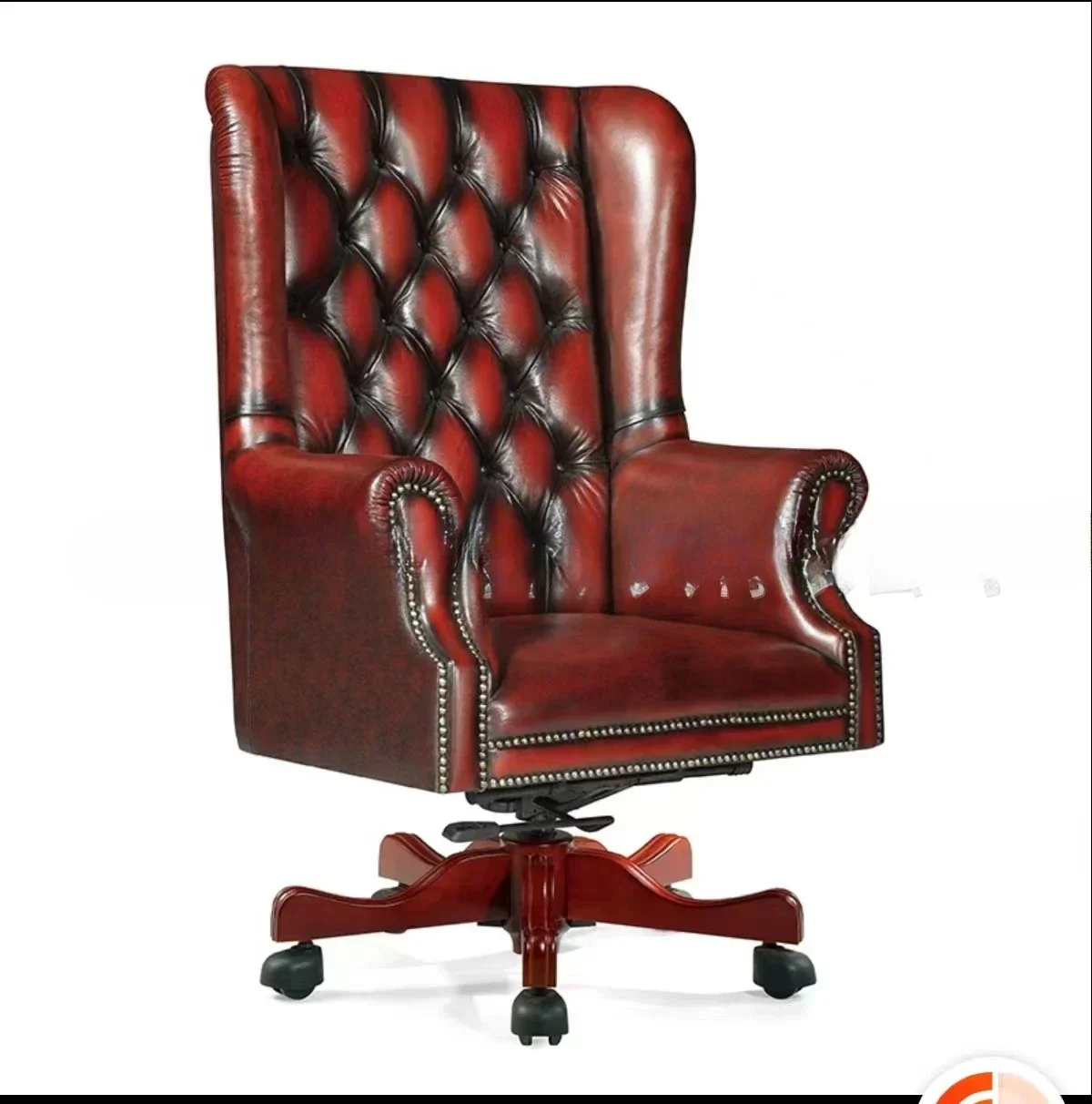 American first-layer cowhide class chair, all genuine leather, classic pull buckle, antique and old, can be lifted and rotated