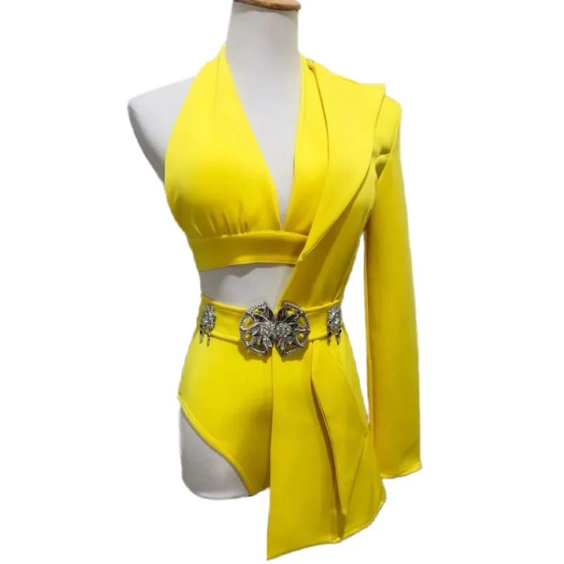 Femmes Jazz danse groupes Performance vêtements Bikini simple côté Blazer 3 pièces ensemble Club discothèque carnaval fête spectacle Costume