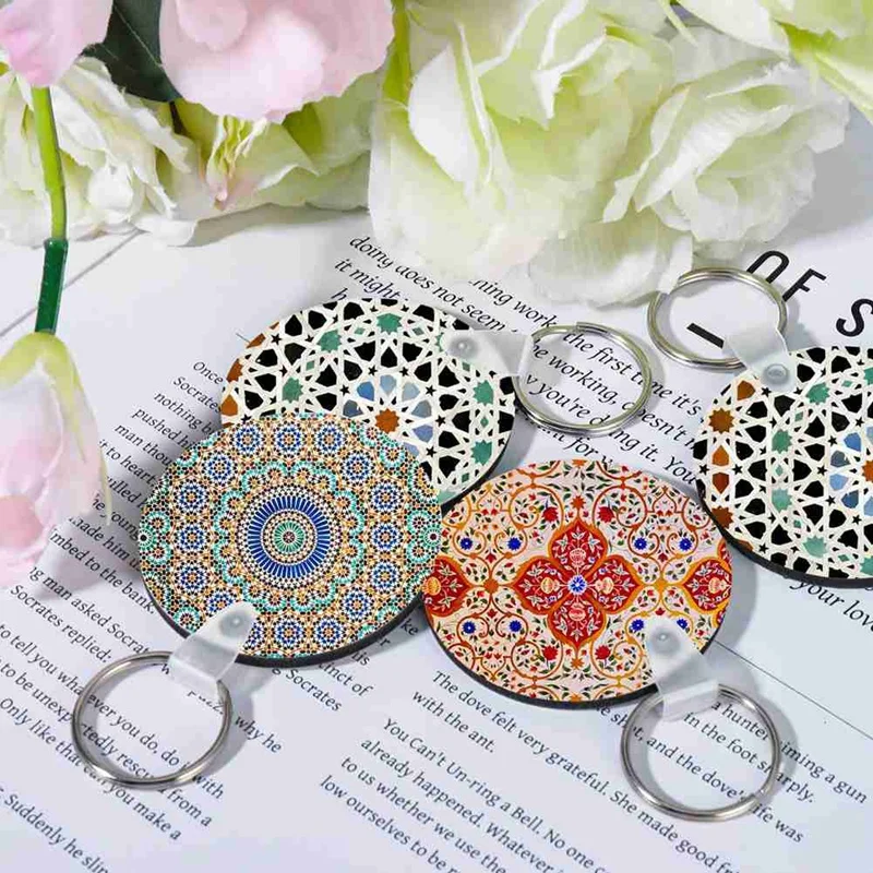 300 Pcs Sublimation Keychain Blanks Bulk Double Side Heat Transfer Sublimation MDF Blank Set With Keychain Rings & Rings