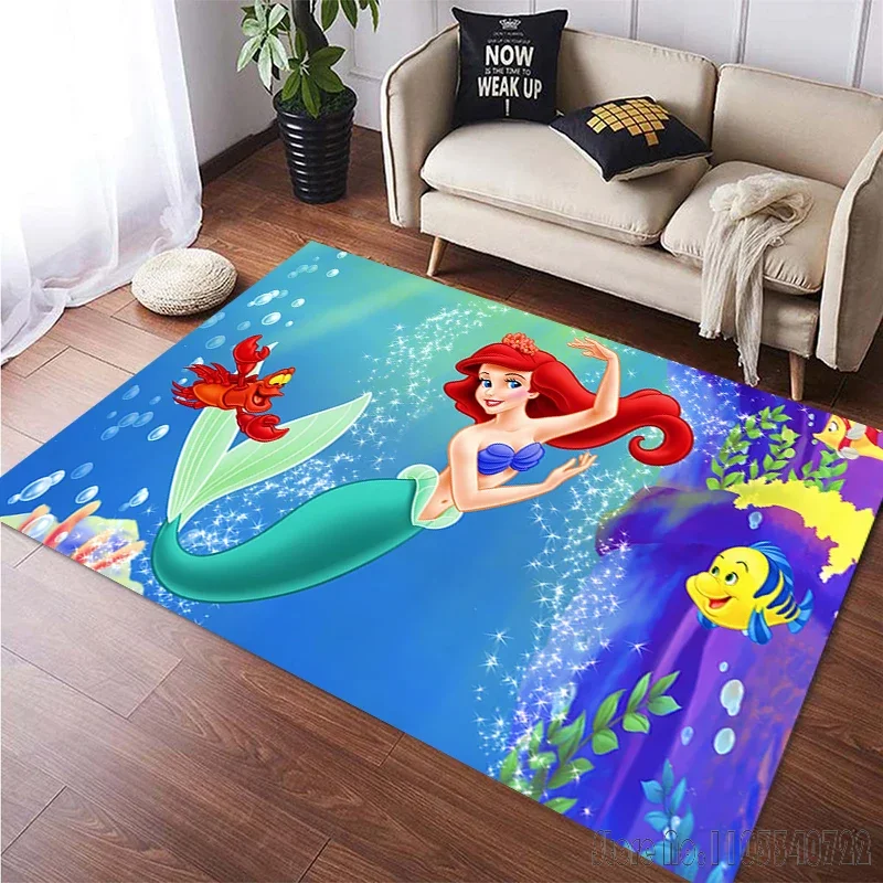 Disney Little Mermaid Ariel Princess Cartoon Rug Carpets 120x160cm Decor for Living Room Bedroom Sofa Bathroom Kids Floor Mat