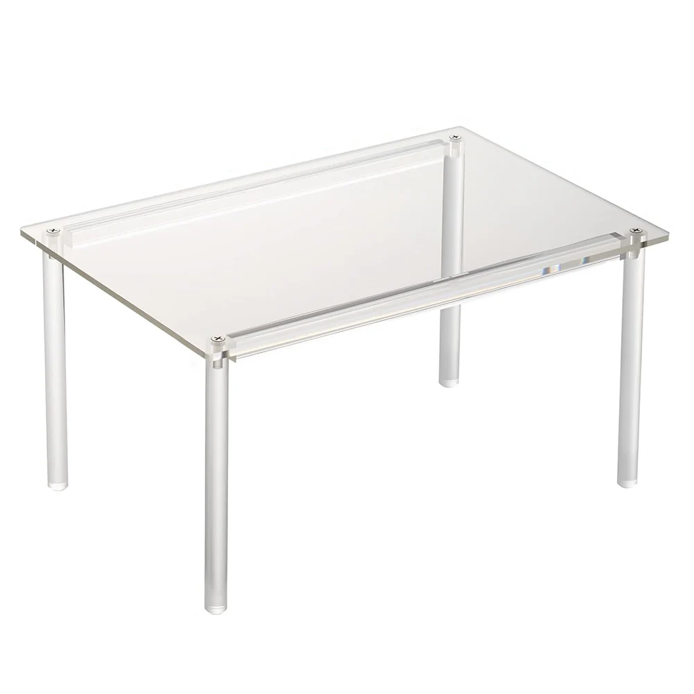 Countertop Display Riser Transparent Cabinet Organizer Easy Glide Clean Organizer Tool-free 3-step Installation