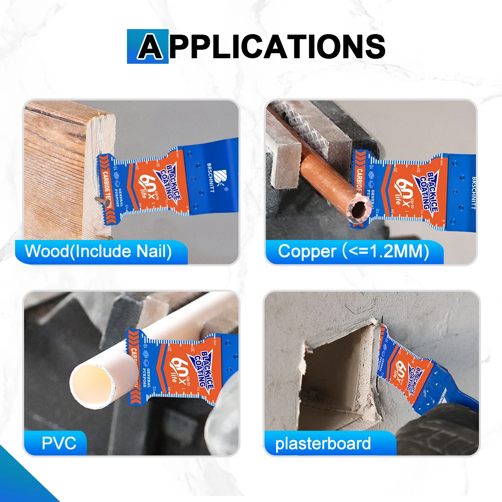 Lâminas de serra oscilantes BRSCHNITT para unhas de madeira Lâminas de ferramenta oscilantes de cobre Lâmina de serra oscilante de carboneto para uso geral