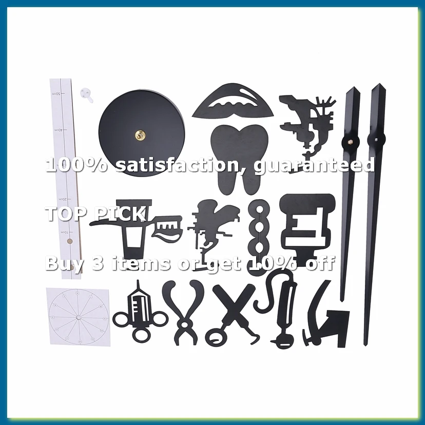 Giant Wall Clock Dentist DIY Oversized Big Needle Mirror Doctor Decor Art Black
