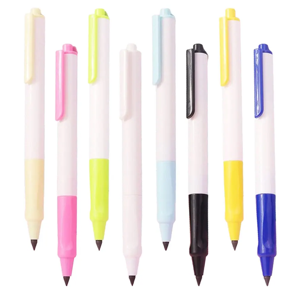 

8pcs Everlasting Inkless Pencils Lightweight Replaceable Lead Press Pencil Portable Writing Drafting Student Use