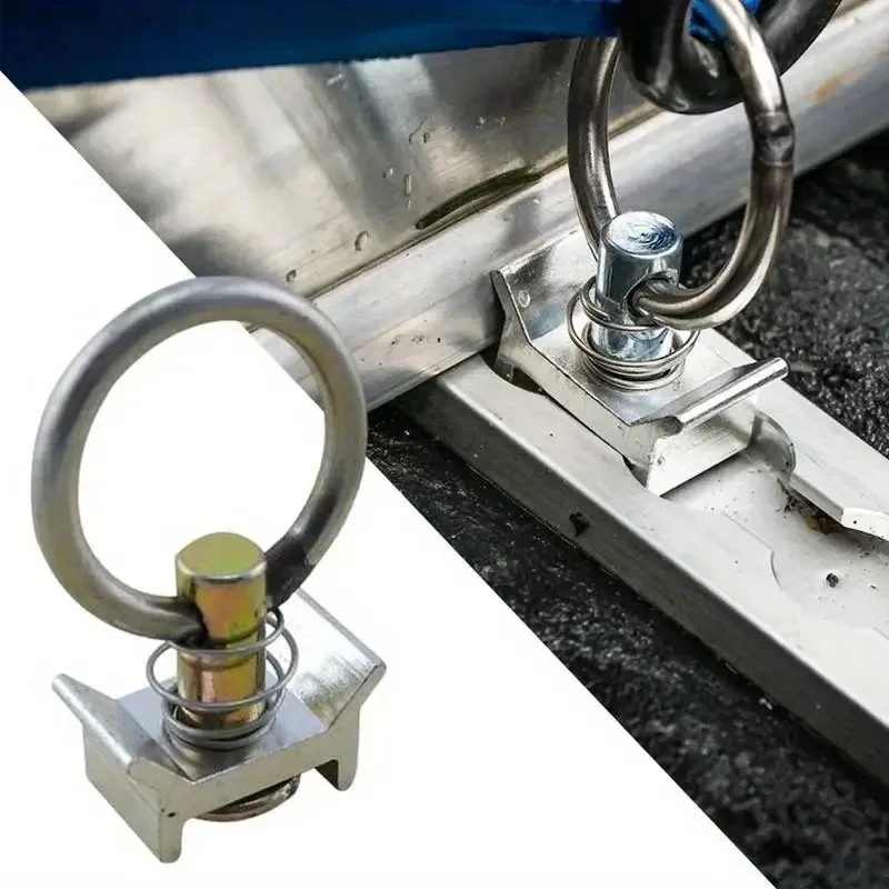 Stud Fitting Tie Down Round Rings Truck Bed Rail Accessories for Enclosed Single Stud Fitting L Track Cargo Rail Aluminum