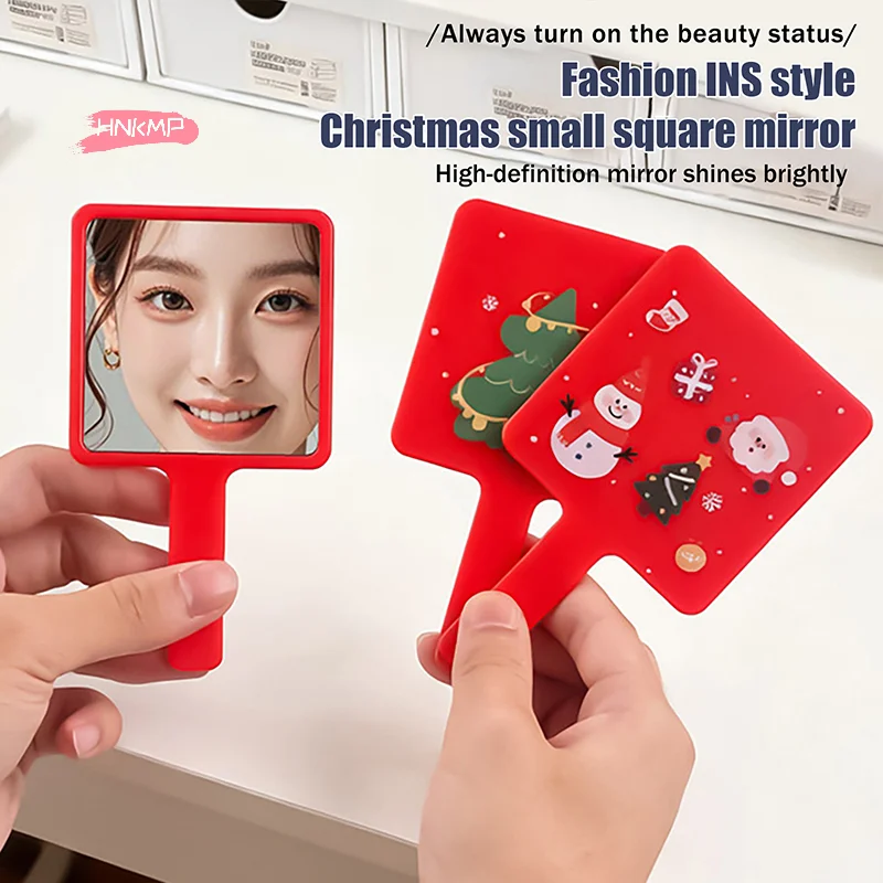 1Pc Portable Mini Cute Glass Cartoon Christmas Santa Claus Little Rabbit Mirror Easy Carry Pocket Makeup Mirror