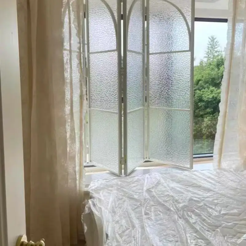 French retro aluminum alloy folding doors and windows, indoor sliding white simple household partition doors and window