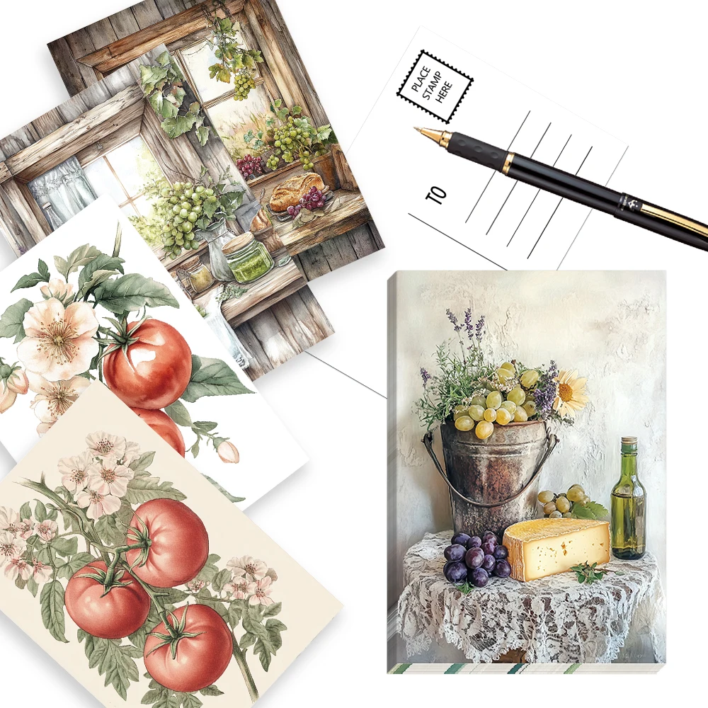 32 Stück Vintage-Bauernhaus-Postkartenserie, Grußkarten für Landlebensmittel, Wandaufkleber, Schlafzimmerdekoration, Retro-Postkarten