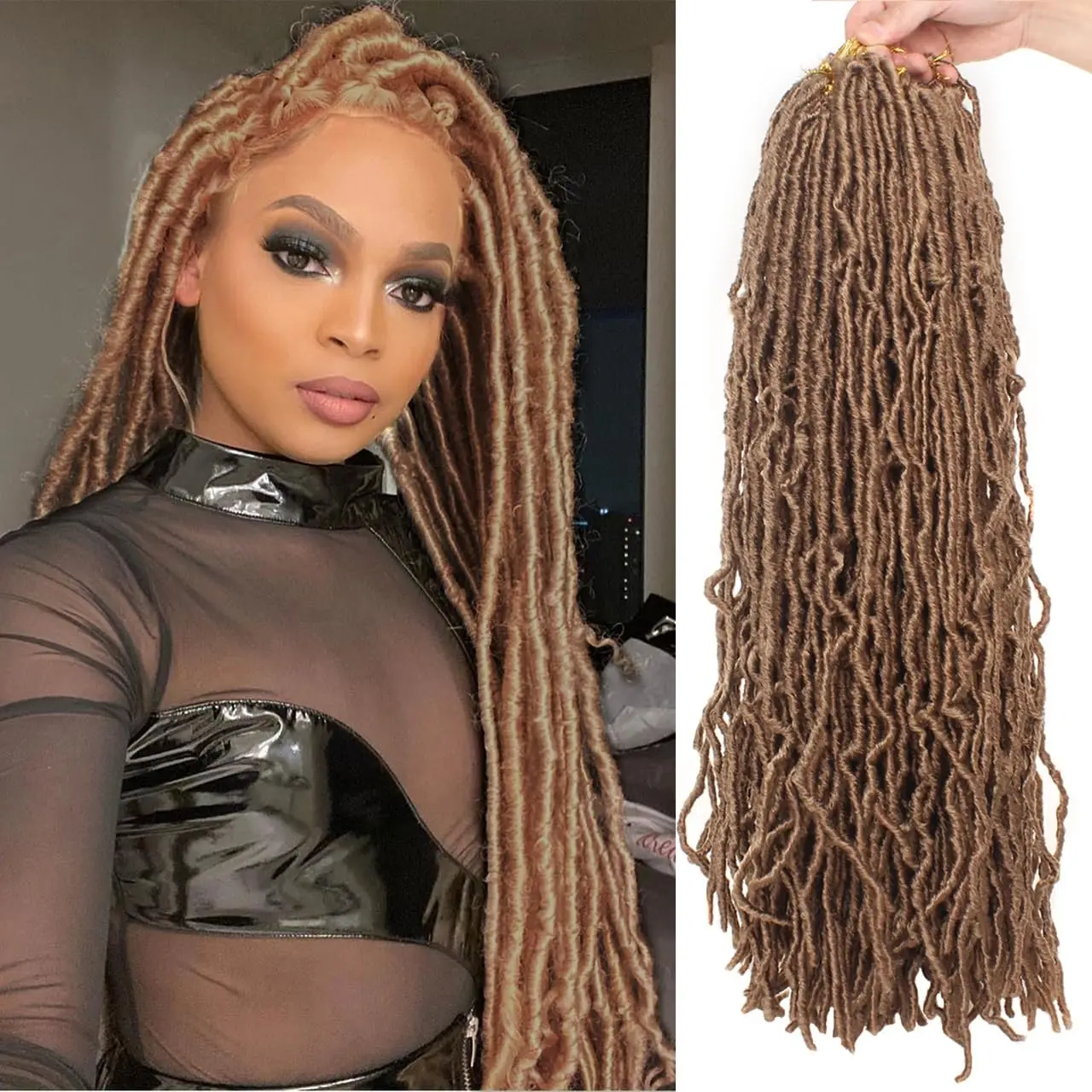 1/6 Packungen Faux Locs Häkelhaar 30 Zoll Soft Locs für Distressed Locs Butterfly Locs Häkelhaar für Frauen