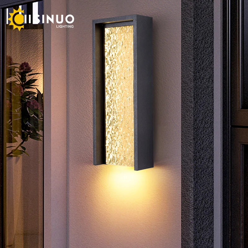 

Outdoor Porch Wall Light Waterproof Aluminum Sconces H46/H60/H75cm Black/Grey Rectangle Weatherproof Fixtures for Garden Balcony