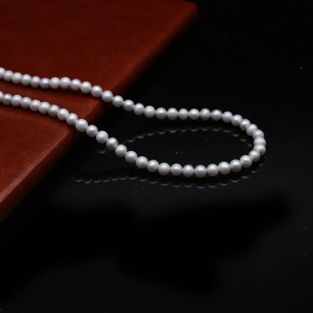 Natural Freshwater Grey Round Pearl Through Hole Bead 5-6mm Jewelry Making DIY Necklace Bracelet Wedding Gift 36cm