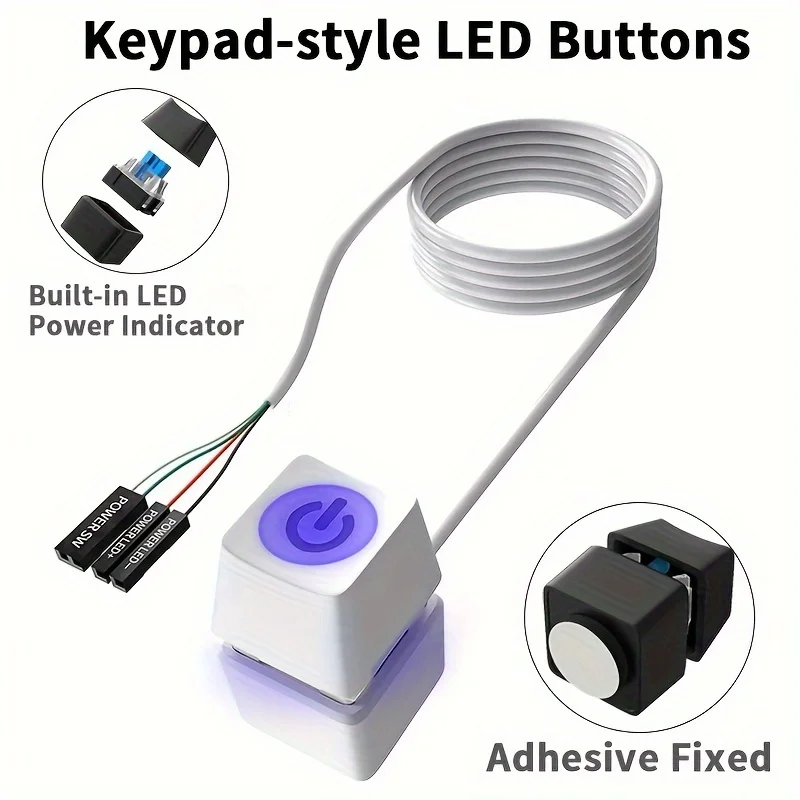 Desktop PC Switch Computer Motherboard External Start Power On/Off Button Extension Cable for Home Office Button