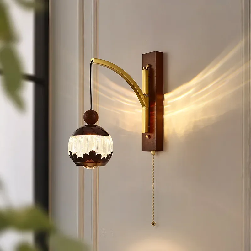 Vintage Glass Wall Sconce Luxury Crystal Light Fixture for Living Room Background Modern Simple Corridor Aisle Decor Lamp