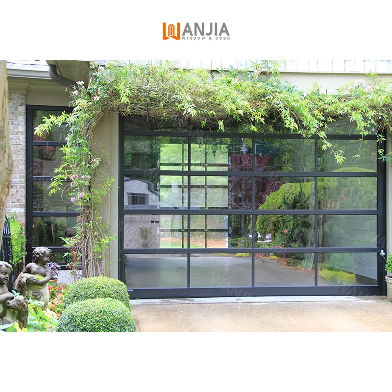 Porta del garage isolata sezionale automatica intelligente personalizzata 16x8 Porta del garage inclinabile Porta scorrevole Porta del garage in vetro di alluminio