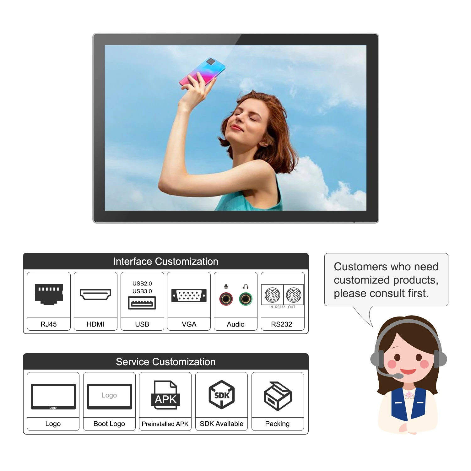 

10.1 Inch POE Powered Android Digital Signage RK3566 For Commercial Use