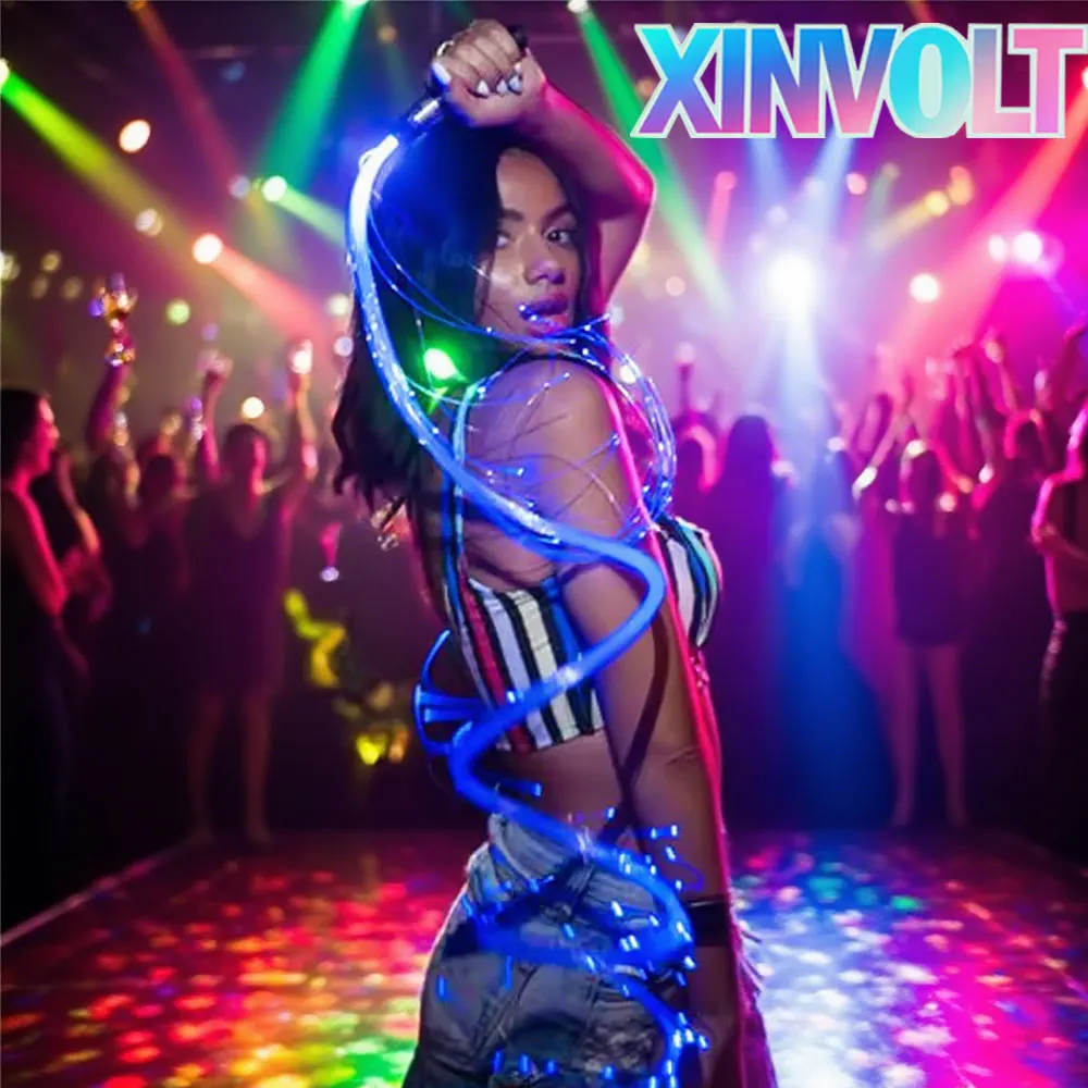 

Dance Whip Battery Powered Flowing Light Whip, Multi Color Changing Atmosphere Interactive Performance Whip