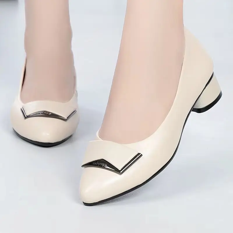AIYUQI Female Nurse Shoes 2026 Autumn Pointed Professional Genuine Leather Women Shoes Large Size Fashion Single Shoes Ladies