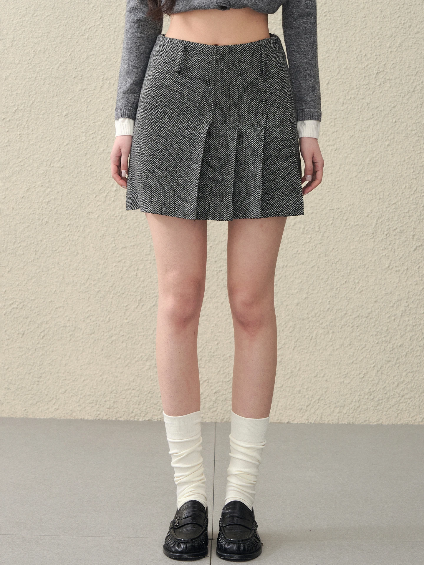 

Юбка OIOI E с высокой талией из шерстяной смеси в клетку, повседневная, женская, модная, весенняя коллекция, элегантный студенческий стиль