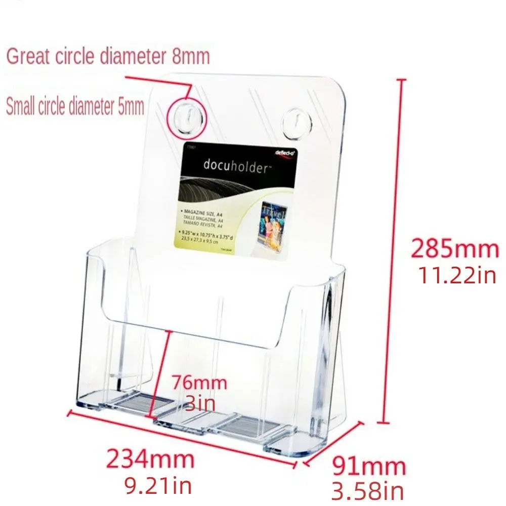 Durable A4 Size Brochure Holder Plastic Clear Filing Magazine Rack Slanted Back Non-slip Flyer Display Stand Bedroom