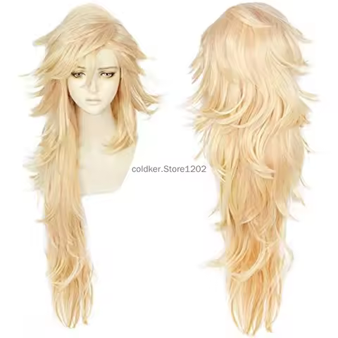 Long Blonde Wig Douma Wig with Bangs for Men Women Anime Cosplay Party Wig Cosplay Costume Halloween Party Outfit
